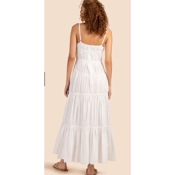 Trina Turk GEMMA DRESS White Tiered Maxi Sun Dress Size 12 Nwt - Picture 2 of 9